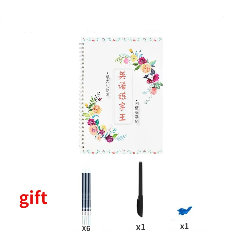 Italy English Copybook Italic Reusable Italian Italicized Calligraphy for Students and Children To Practice English Free Pen