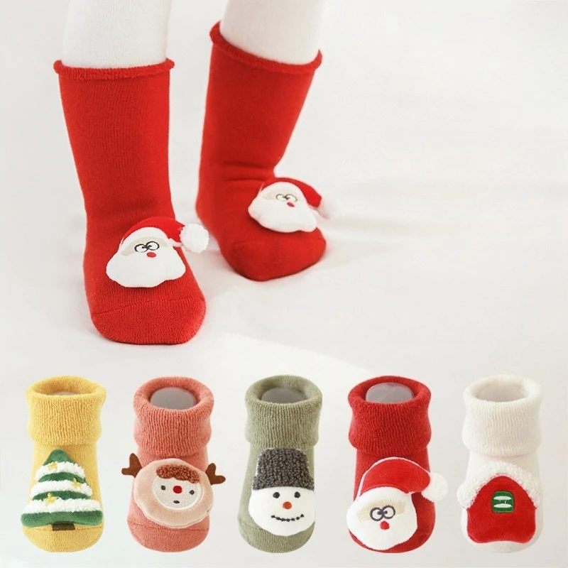 

Children's Cotton Socks for Girls Boys Non-slip Toddler Baby Christmas Socks for Newborn Autumn Infant Short Sock Xmas Clothing