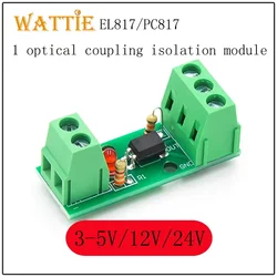 1 Channel Way Optocoupler Isolation Module PC817 EL817 3V-5V 12V 24V Photoelectric Isolator Rail Holder PLC Drive Motor Board