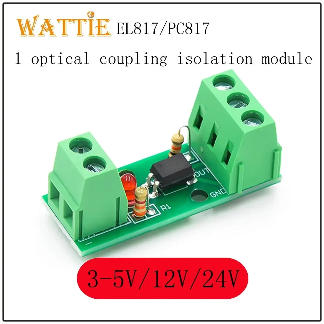 1 Channel Way Optocoupler Isolation Module PC817 EL817 3V-5V 12V 24V  Photoelectric Isolator Rail Holder PLC Drive Motor Board