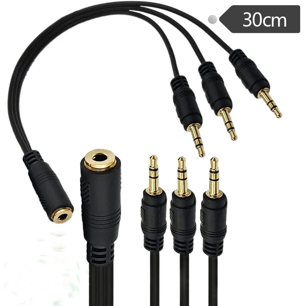 

Audio Cable 1/3 Extension Cable 3 Levels 3 Sections DC3.5mm Female Stereo Divided Into 3 DC3.5mm Public Body Sound
