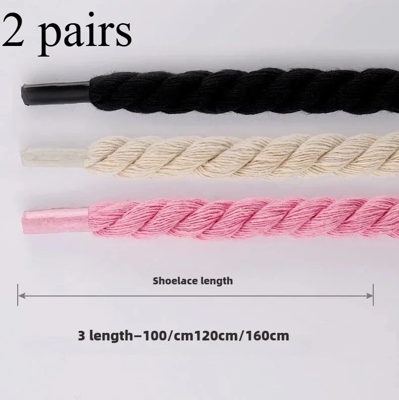 

2pair 10mm Width Round Linen Shoelaces for Sneakers Suitable Board Shoes Canvas AF1/AJ Shoe Rope Sport Shoelace Decoration 100cm