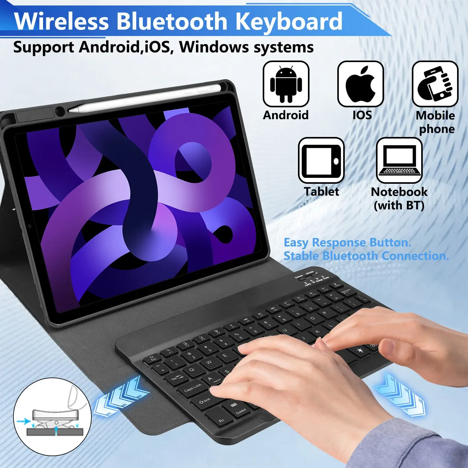 Bluetooth Backlight Keyboard and Mouse Case for iPad Air 4th 5th Gen iPad Pro 11 12.9 Inch iPad 10.2 10.5 with Pencil Holder