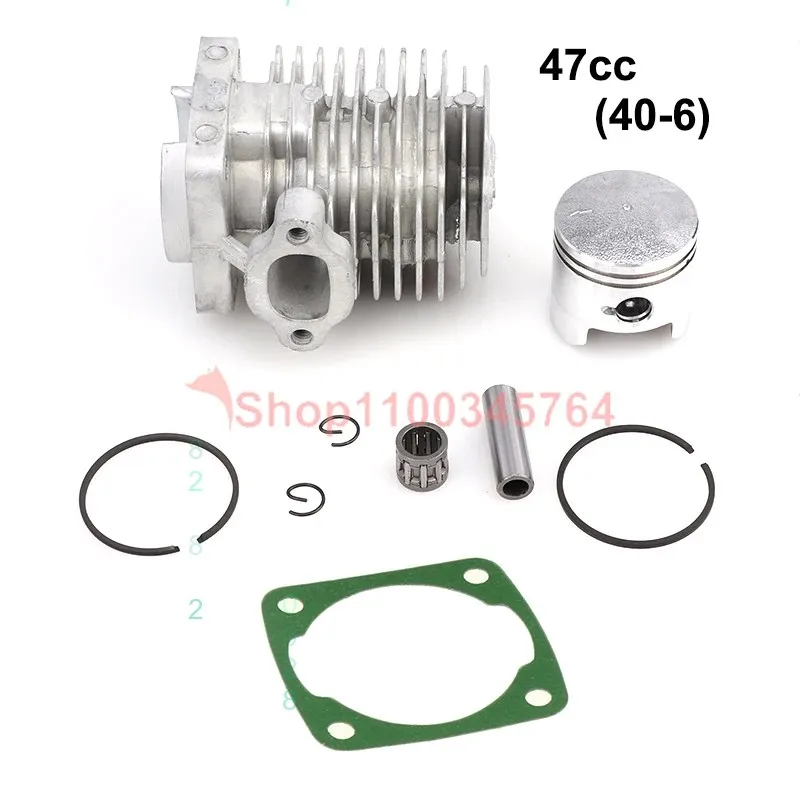 47CC 40-6 Engine Cylinder Head with Piston Pin Complete Kit for 2 Stroke Mini Dirt Bike ATV Quad Pocket Bike