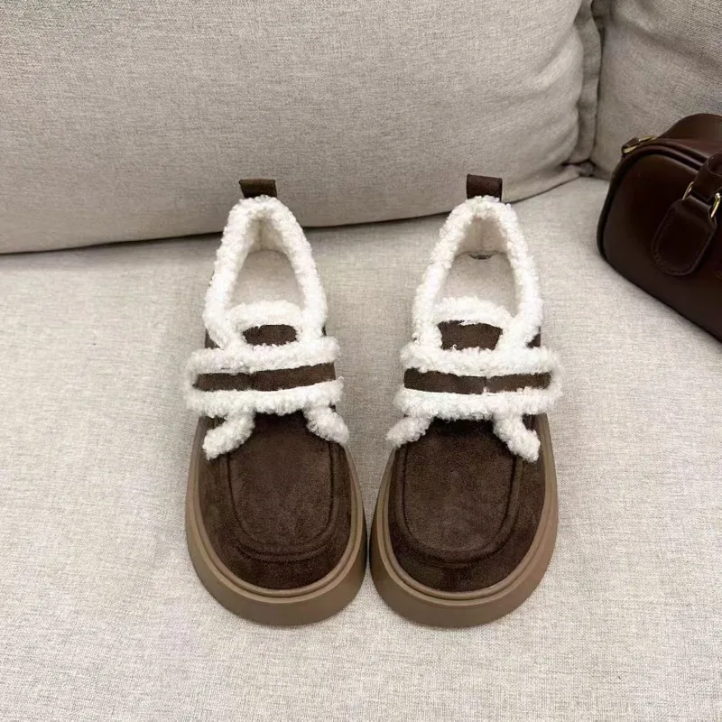 

New Thick Soled Warm Sheep Cake Woolen Shoes for Women's Snow Shoes and Women's Winter Outdoor Anti Slip Cotton Shoes