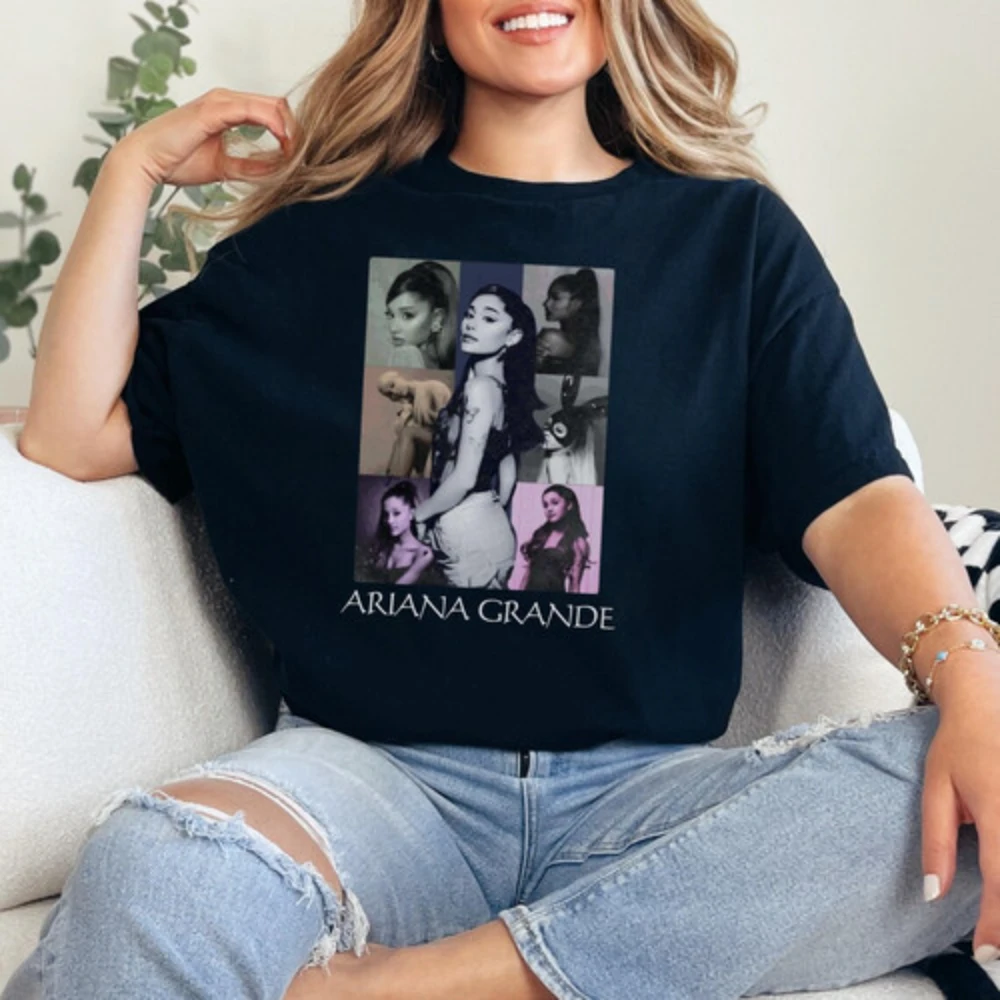 Retro Ariana Grande T-shirt commemorating her music tour. Loose fit unisex pure cotton all-season streetwear base layer y2k top