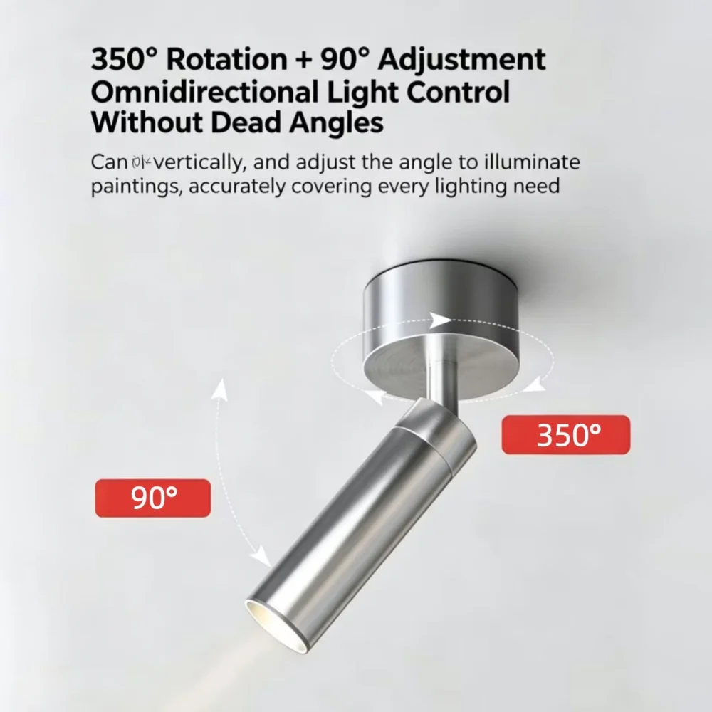 Simple LED spotlight folding spotlight COB embedded 350 ° adjustable angle ceiling light adjustable round spotlight indoor light