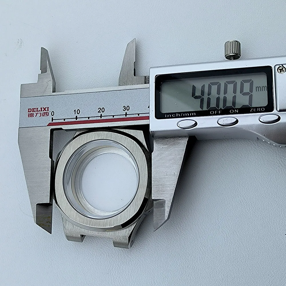 Siver caso 40mm caixa de relógio peças pulseira para nau modificado ajuste nh35 nh38 movimento vidro cristal safira