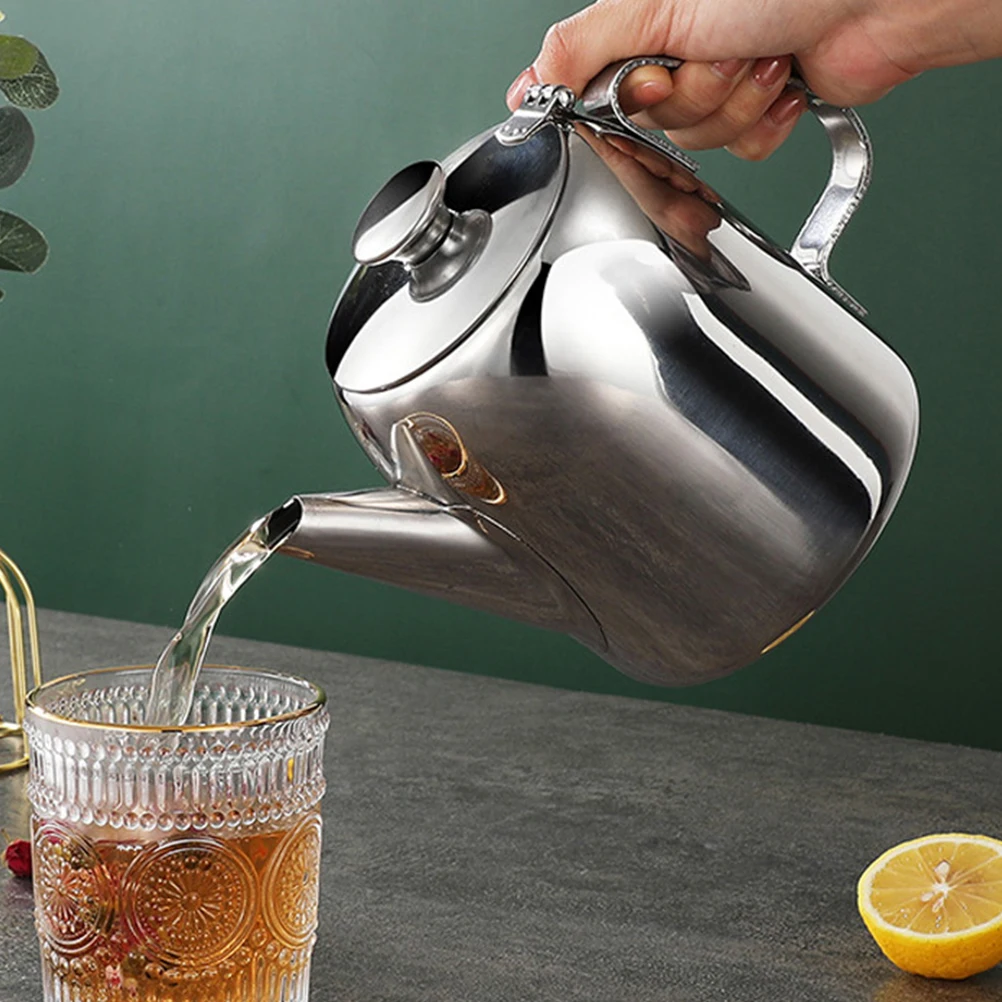 

Stainless Steel Tea Pot With Handle Leakproof Rust Kitchen Modern Household Teapot Portable Oil Dispenser Large
