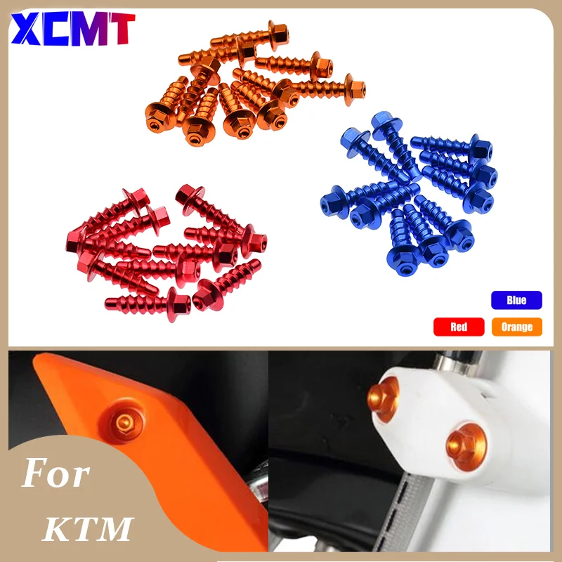 CNC Aluminum 10Pcs Self Tapping Screw Bolts Kit For Husqvarna FE TE FC TC FX TX For KTM EXC EXCF XC XCF XCW SX SXF 2004-2023