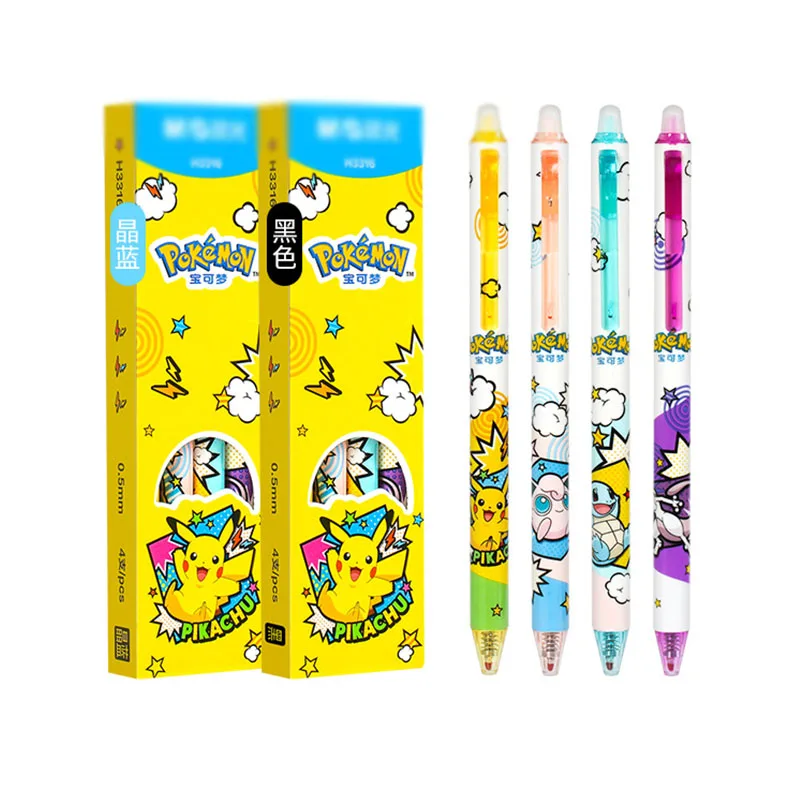 

32 pcs/lot Pokemon Cartoon Erasable Gel Pen Cute 0.5mm Black/Blue Ink Neutral Pens Promotional Gift Office School Supplies