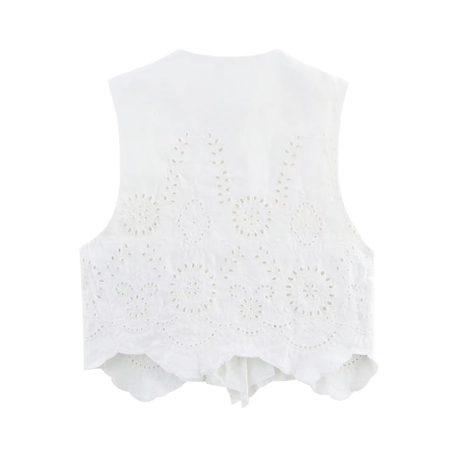 JNLEAOG – gilet ajouré brodé pour femmes, haut en Fiber de Polyester, coupe cintrée, rond Ne ort Sve, vêtements pour filles