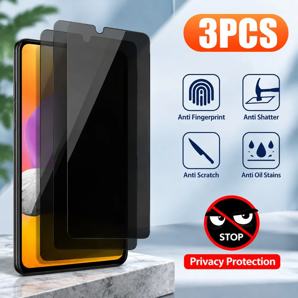 3PCS Anti Spy Screen Protector For Samsung Galaxy A13 A14 A22 A23 Privacy Tempered Glass For Samsung Galaxy A24 4G A31 A32 5G