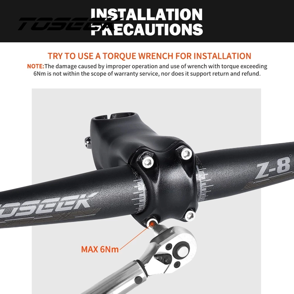 TOSEEK Z-8 Bike MTB Handlebar 31.8mm Carbon Flat Handlebar Lean Back 8 Degrees Width 600/620/640/660/680/700/720/740/760/780mm