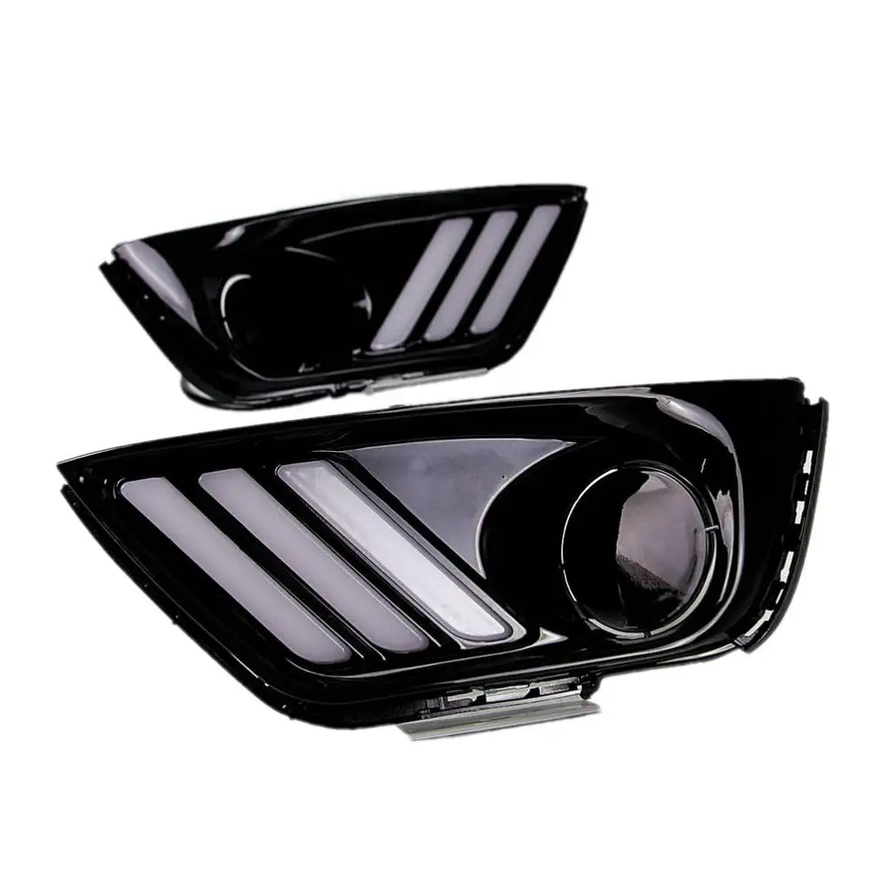 July King Car Daytime Running Lights for Jeep Compass 2017-2021, 6000K LED DRL With Frame + Yellow Streamer Turn Signals