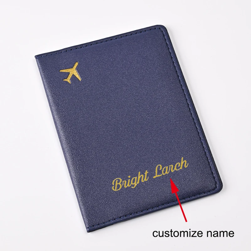 Personalize Name Passport Holder Gold Airplane Travel Accessory Cover Custom Name Passport Covers Card Holder Wallet