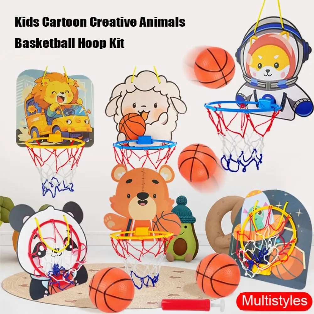 Kit de aro de baloncesto de dibujos animados para padres e hijos, plástico, 10 estilos, soporte de baloncesto de animales, juego de regalo, juguetes deportivos