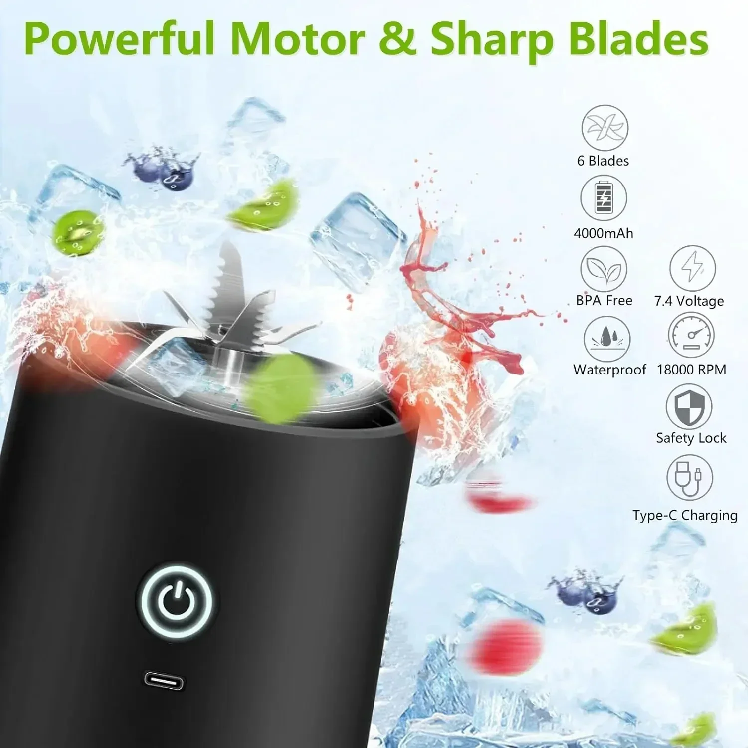 Yeni 4000 mAh Taşınabilir meyve sıkacağı bardağı 600 ML 10 Yapraklı Bıçak Güçlü Motor Mini Blender Shakes Smoothis Blender Mikser Bardak Açık