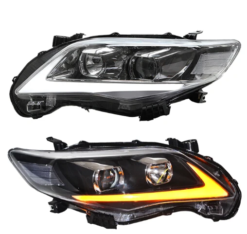 2pcs tuning cars Head lamp For Corolla 2011 2012 2013year Headlights LED DRL Running lights Bi-Xenon Beam Fog lights angel eyes