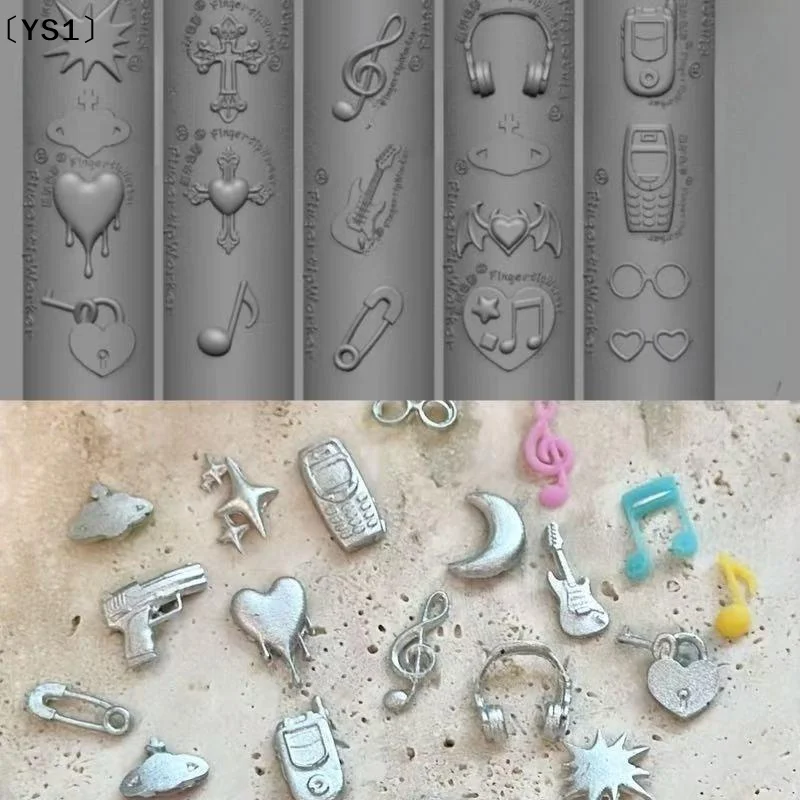 〔YS1〕Retro Music Sweet Cool Punk 3D Silicone Nail Mold Mermaid Tail Shell For Nail Jewelry Craft Transparent Mold Tool