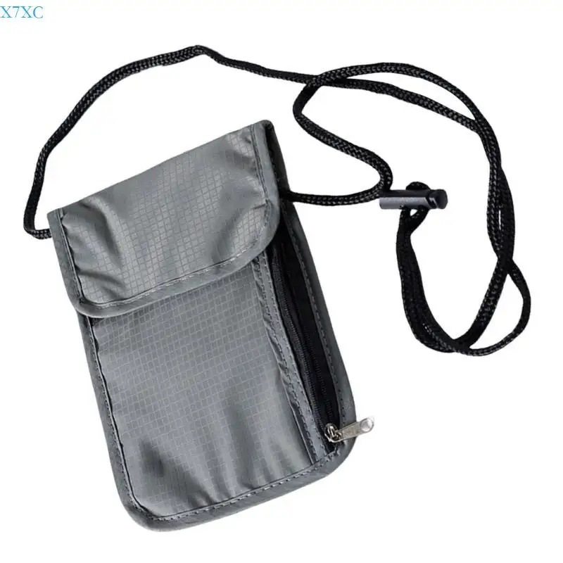 

X7XC Multi Compartment Neck Wallet for Safe Travel Blocking Nylon Phone Bag