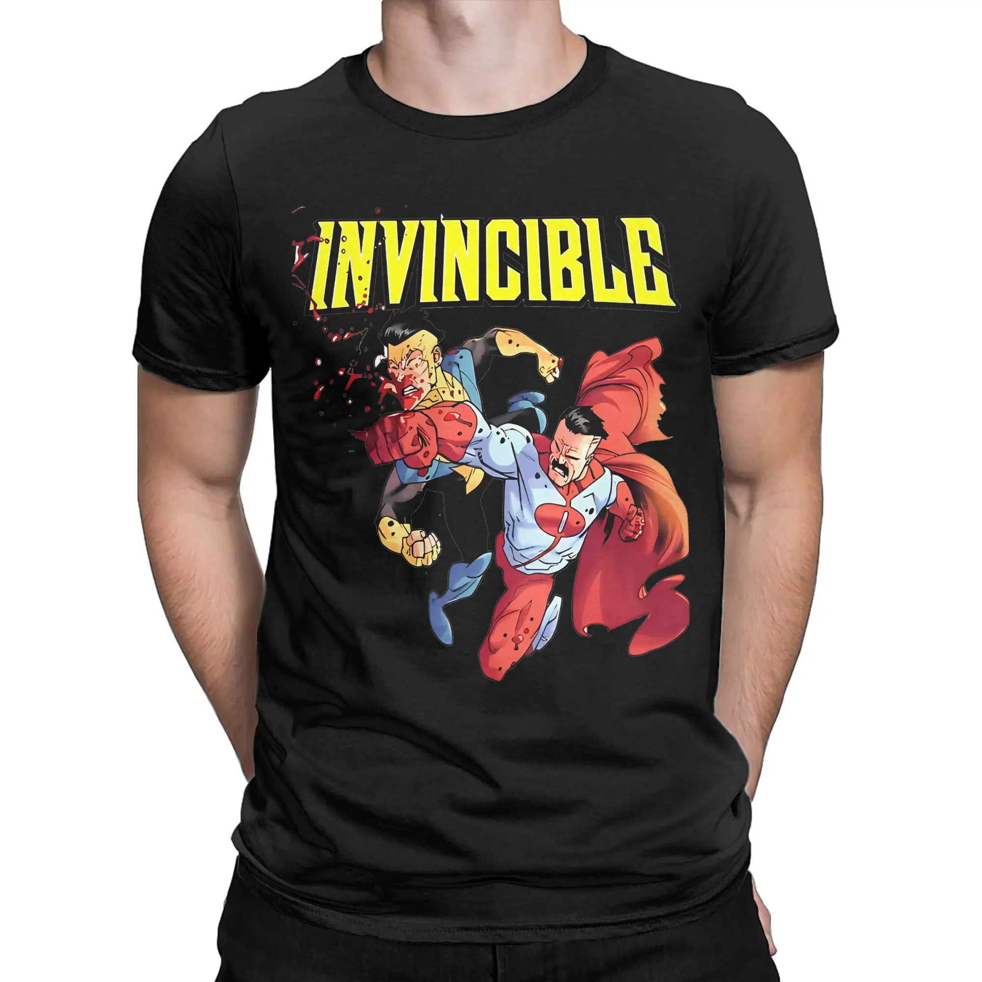 

Mens Womens Invincible Vs Omni Man cartoon T Shirt Cotton Graphic Printing T-Shirt Clothing Outfits