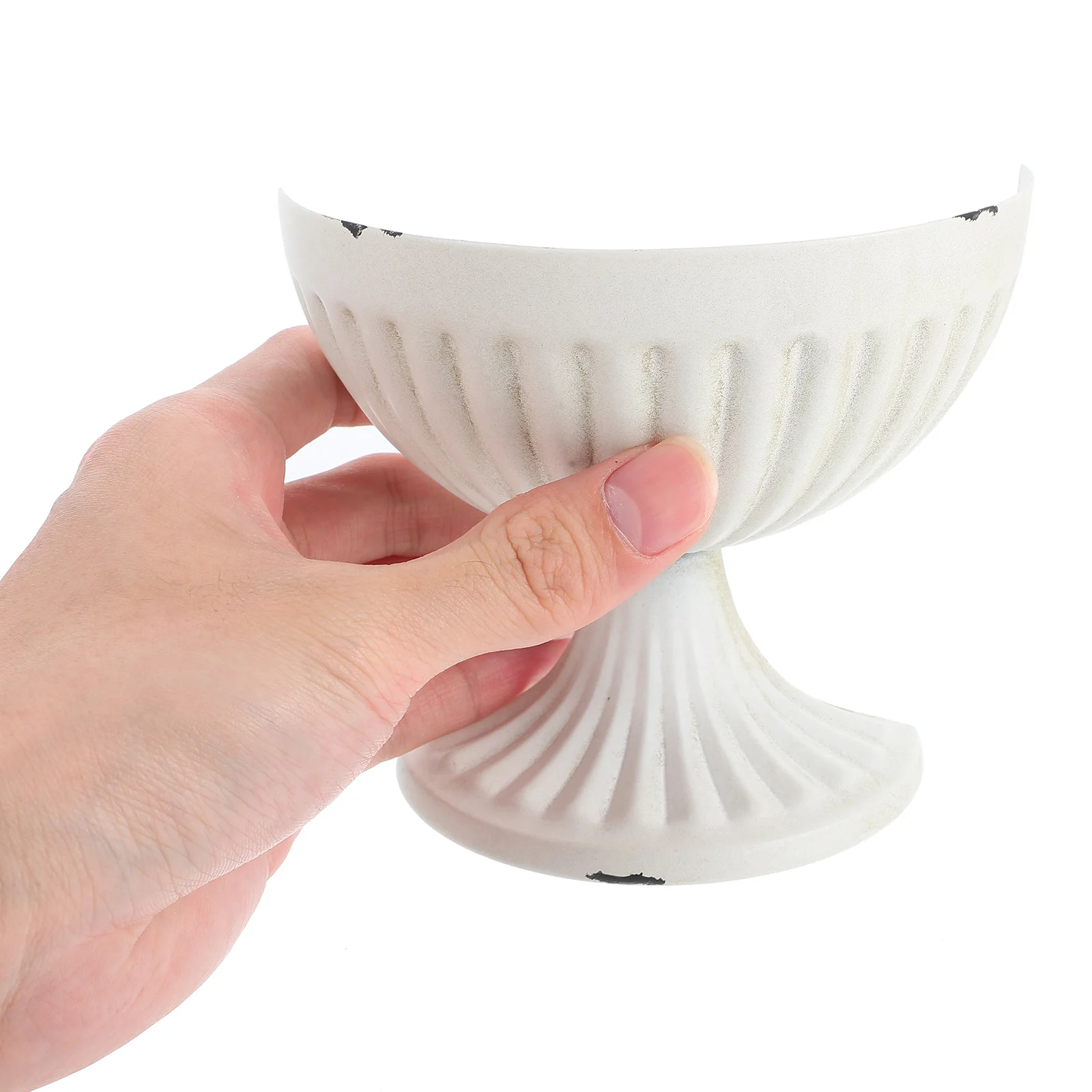 

Elegant Half Vase Decorative White Flowerpot for Salon Artistic Planter Vintage Style Office Half Planter Country Retro
