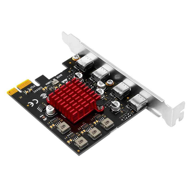 بطاقة توسيع AU61-PCIE PCIE إلى 4 منافذ USB3.2 Gen1 Type-C بطاقة توسيع بطاقة محول للكمبيوتر المكتبي