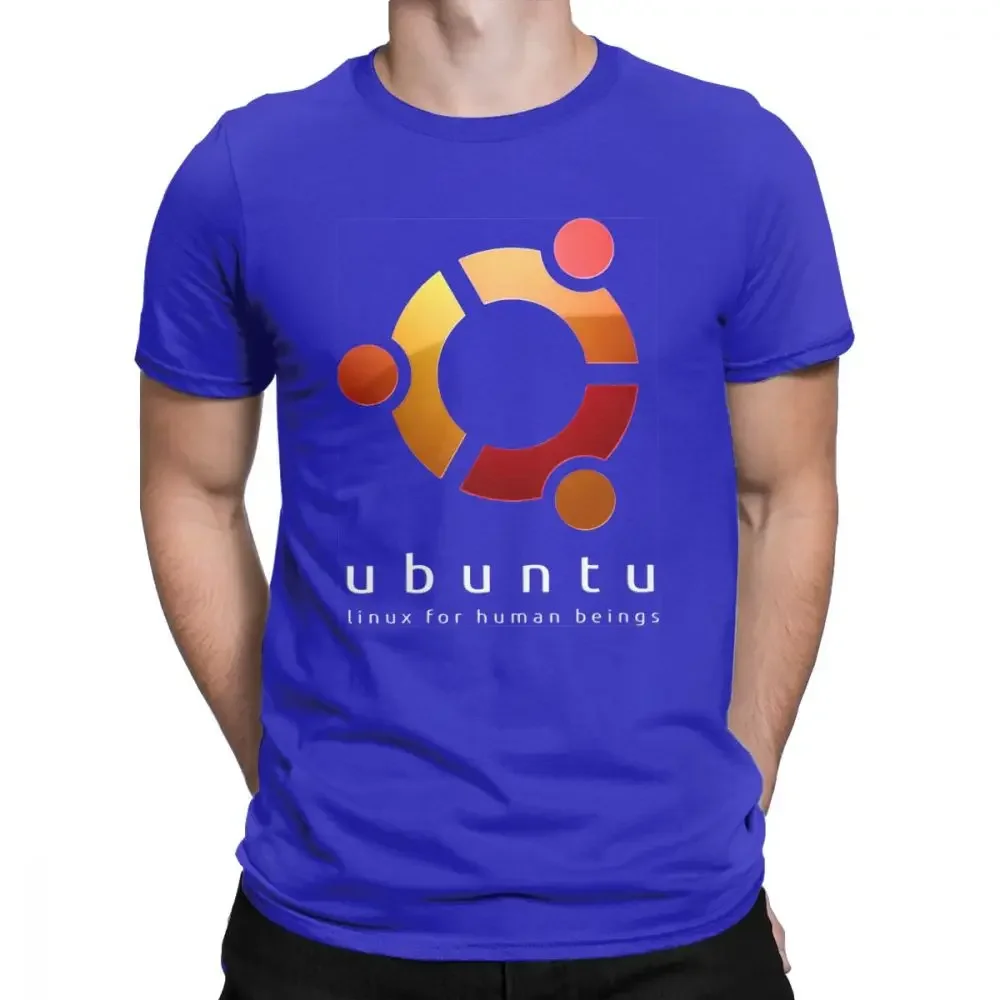 Ubuntu Linux For Human Beings T-Shirt for Men 100 Percent Cotton Tshirt Programming Programmer Classic Camisas Hombre Oversized