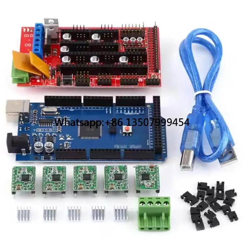 

Original Brand MEGA2560 R3 3D Printer RAMPS 1.4 Controller 4 A4988 Stepper Drivers Heat Sink USB Cable Integrated Circuit