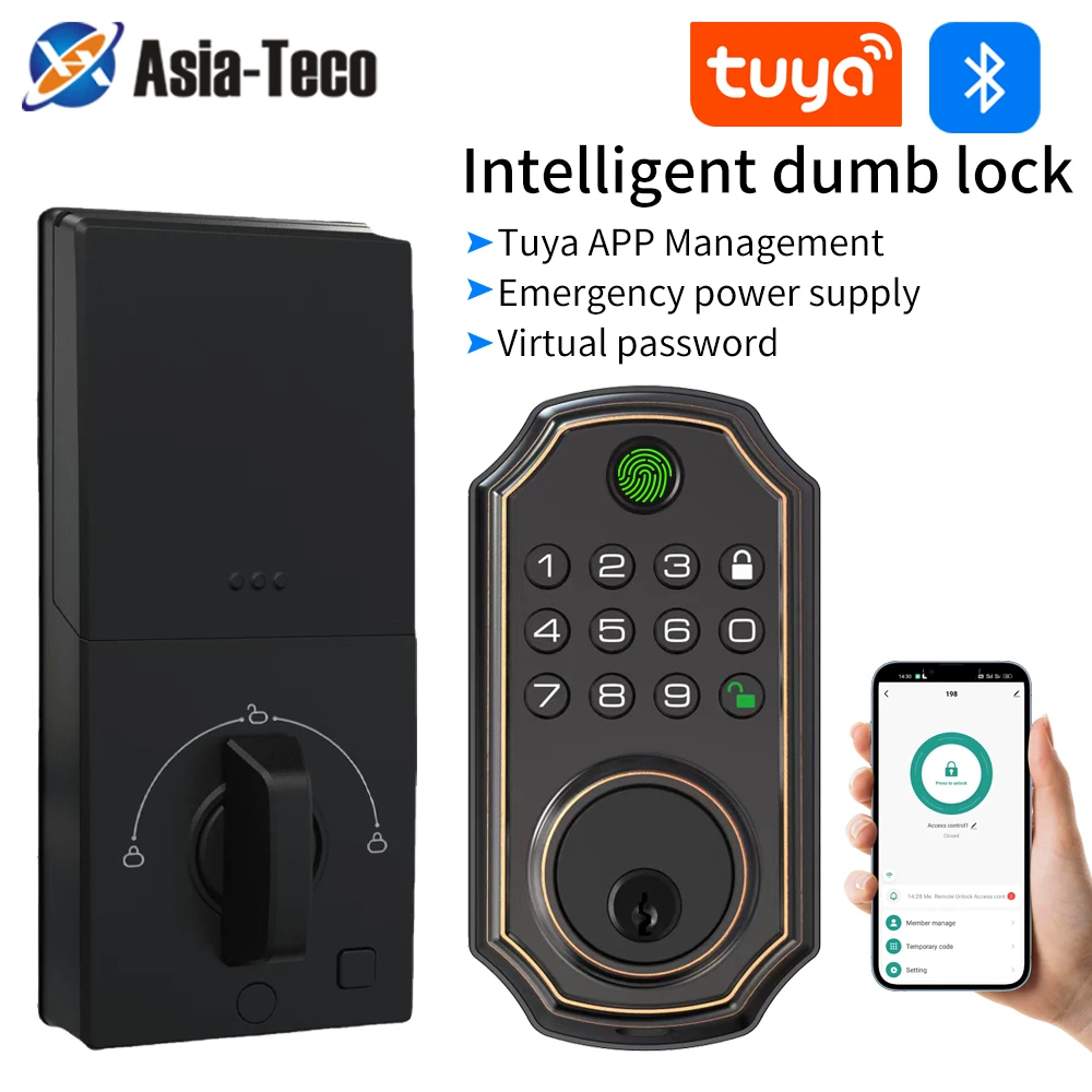 

Biometric Fingerprint Touch Digit Keypad US Deadbolt Smart Door Lock Keyless Entry Electronic Door Lock Tuya App Remote Control
