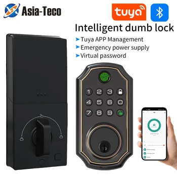Tastiera biometrica con impronta digitale Touch Digit Catenaccio americano Serratura intelligente per porta Serratura elettronica per ingresso senza chiave Controllo remoto dell'app Tuya