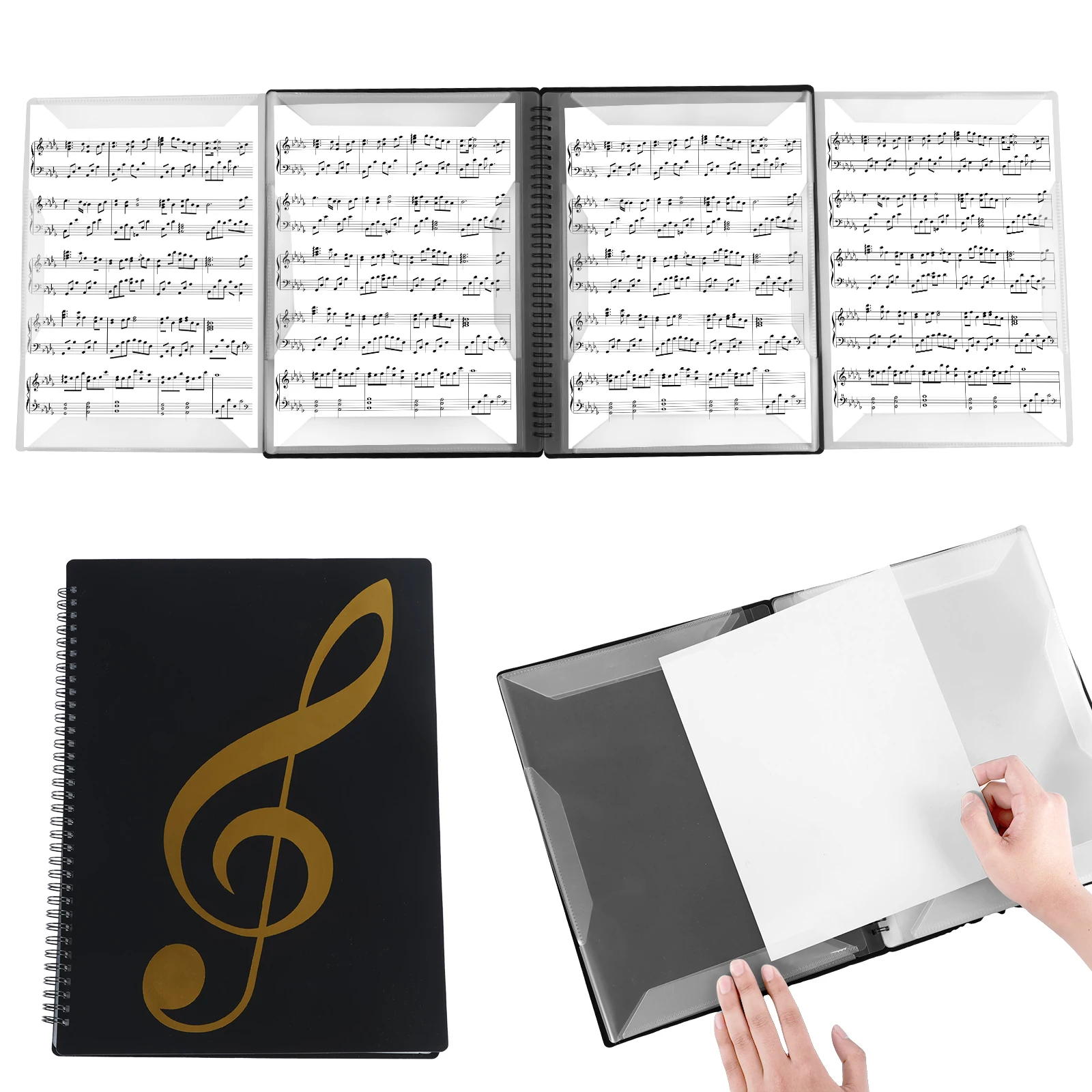 A4 Size Sheet Music Folder 4 Pages Expand Music Folder Spiral Music Binder Choir Music Organizer Piano Guitar Sheet Music Holder