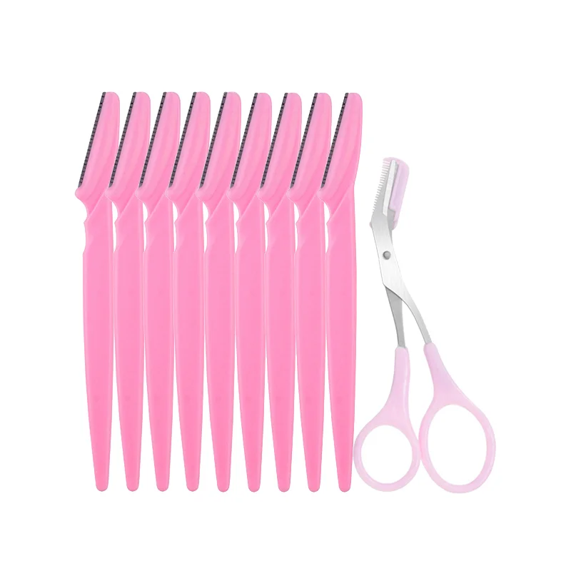 Yunduogirl 5/10/20Pcs Eyebrow Trimmer Set Women Face Hair Remover Brow Scissors Comb Safe Blade Scraper Shaver Makeup Tool