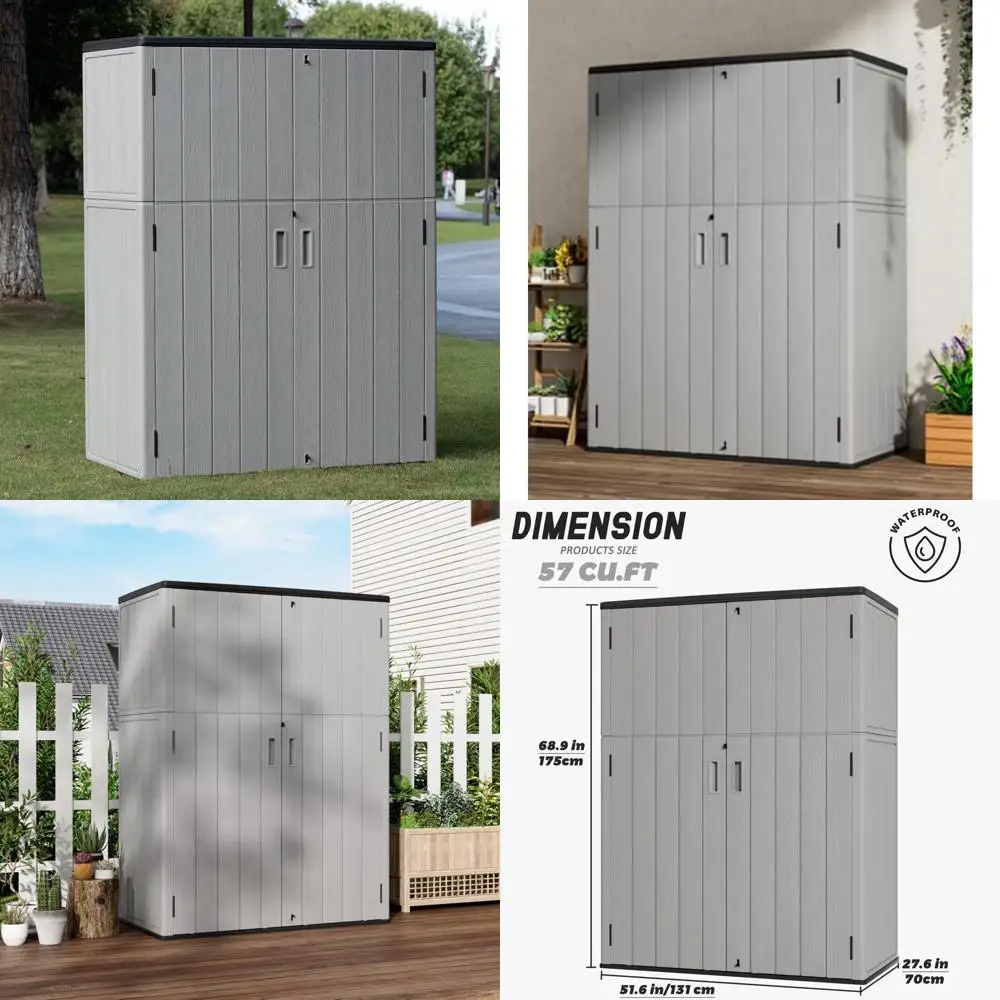 Weatherproof Outdoor Resin Shed with Floor for Garage, Pool, and Storage Needs