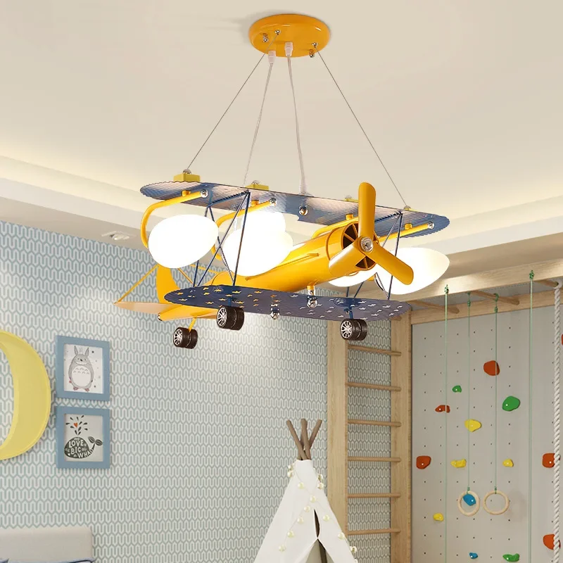 Modern Children Aircraft Ceiling Chandelier for Bedroom Study Nursery Pendant Lamp Minimalist Home Decor Lighting Luster Fixture