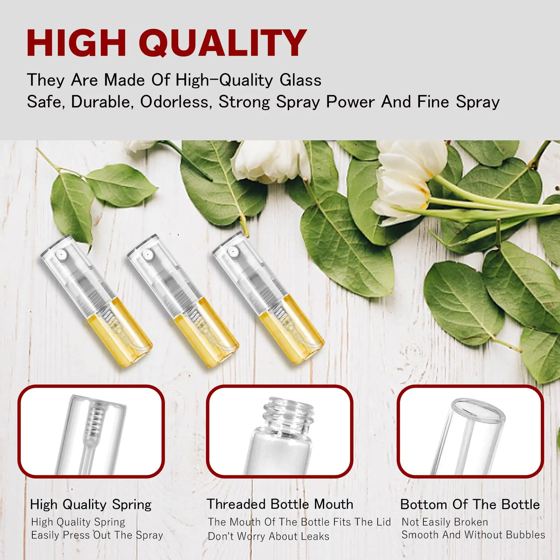 60Pcs Mini Spray Bottle 2ml Refillable Glass Spray Bottle Perfume Atomizer Container for Travel/Essential Oils/Perfume