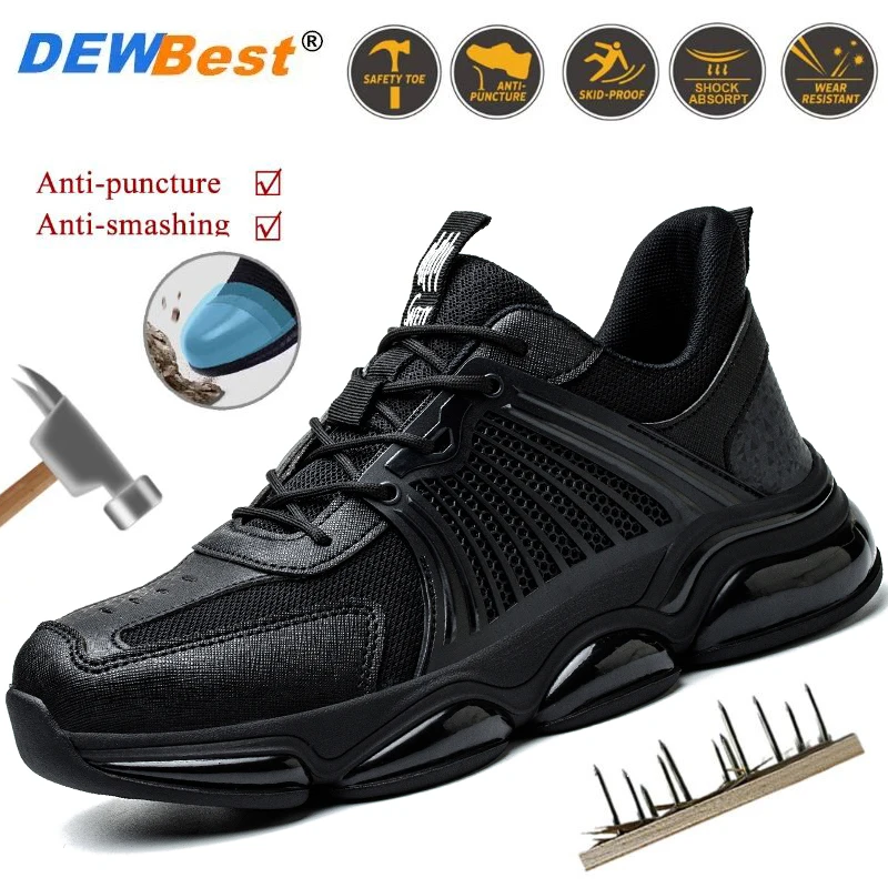 New men's breathable anti-smash anti-stabbing just wrapped head work shoes breathable comfortable four seasons safety shoes