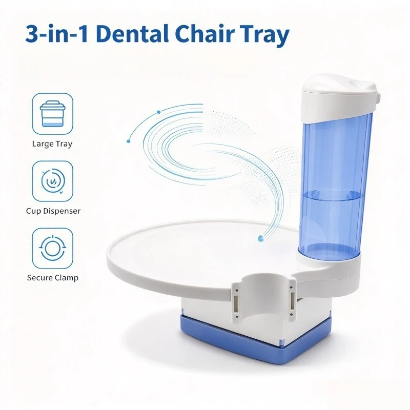 3 in 1 Dental Chair Accessory Tissue Box Cup Holder Tray Oral Storage Shelf Additional Plate for Dental Unit