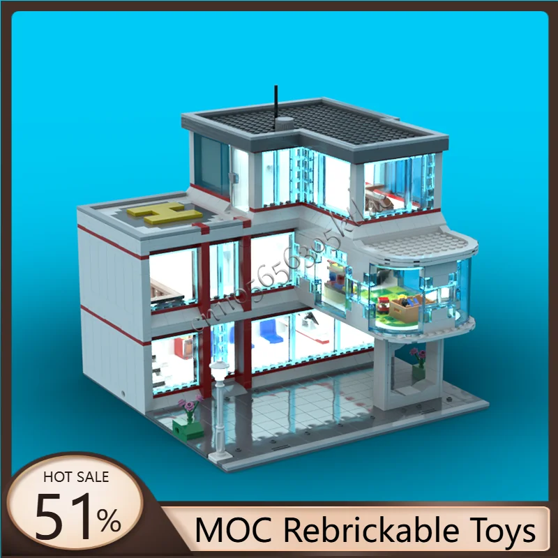 

1536, детали MOC, вид на улицу, модульный роскошный больничный строительный блок, образовательная сборка для детей, игрушки, рождественские подарки