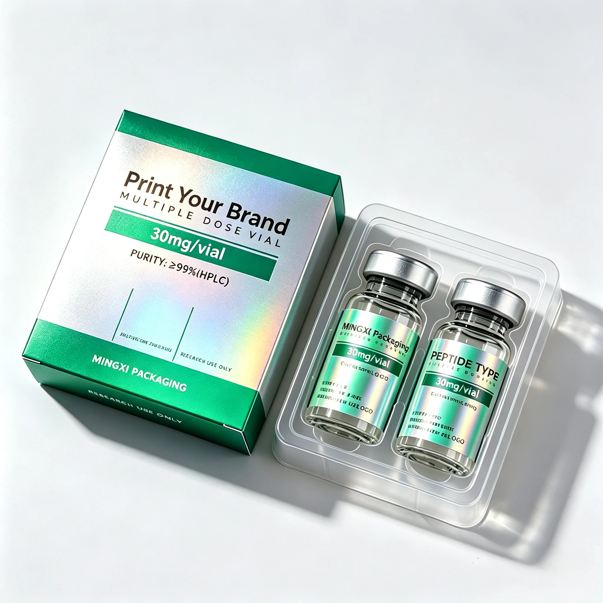 Custom Waterproof HD Vinyl Peptide Bottle Label Stickers Custom Printing Boxes Compatible 3ml 10ml Fitness Beauty Supplement Bot