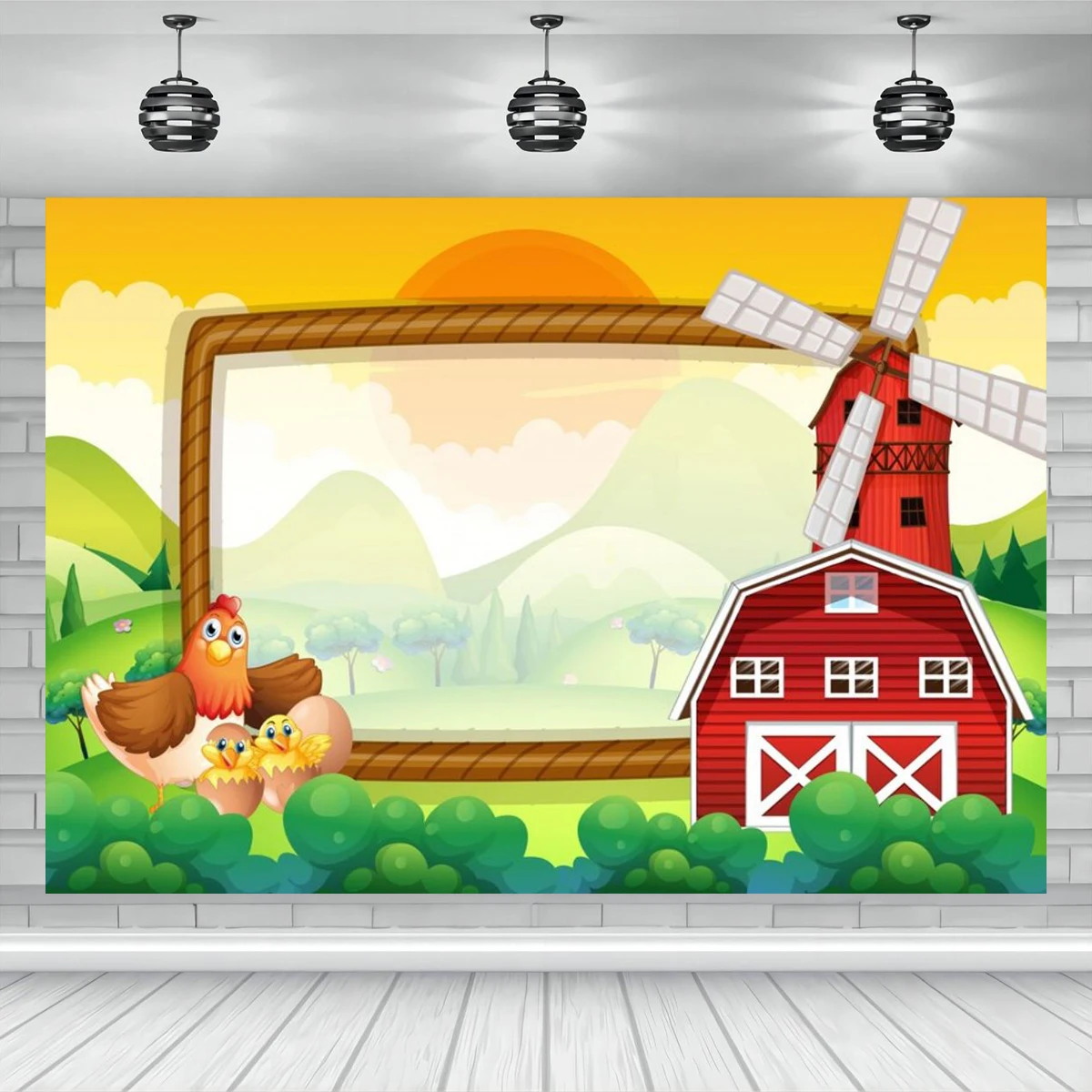 Cartoon Farm Backdrop  Barn Tractor Animal Photography Newborn Baby Birthday  Background Photocall Photo Studio Party Decor Prop