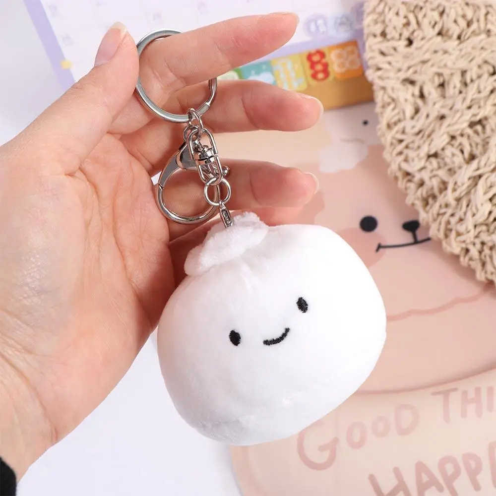 Porte-clés en peluche boulette de boulette, chignon en peluche cuit à la vapeur, pendentif en peluche, jouet créatif, 10cm