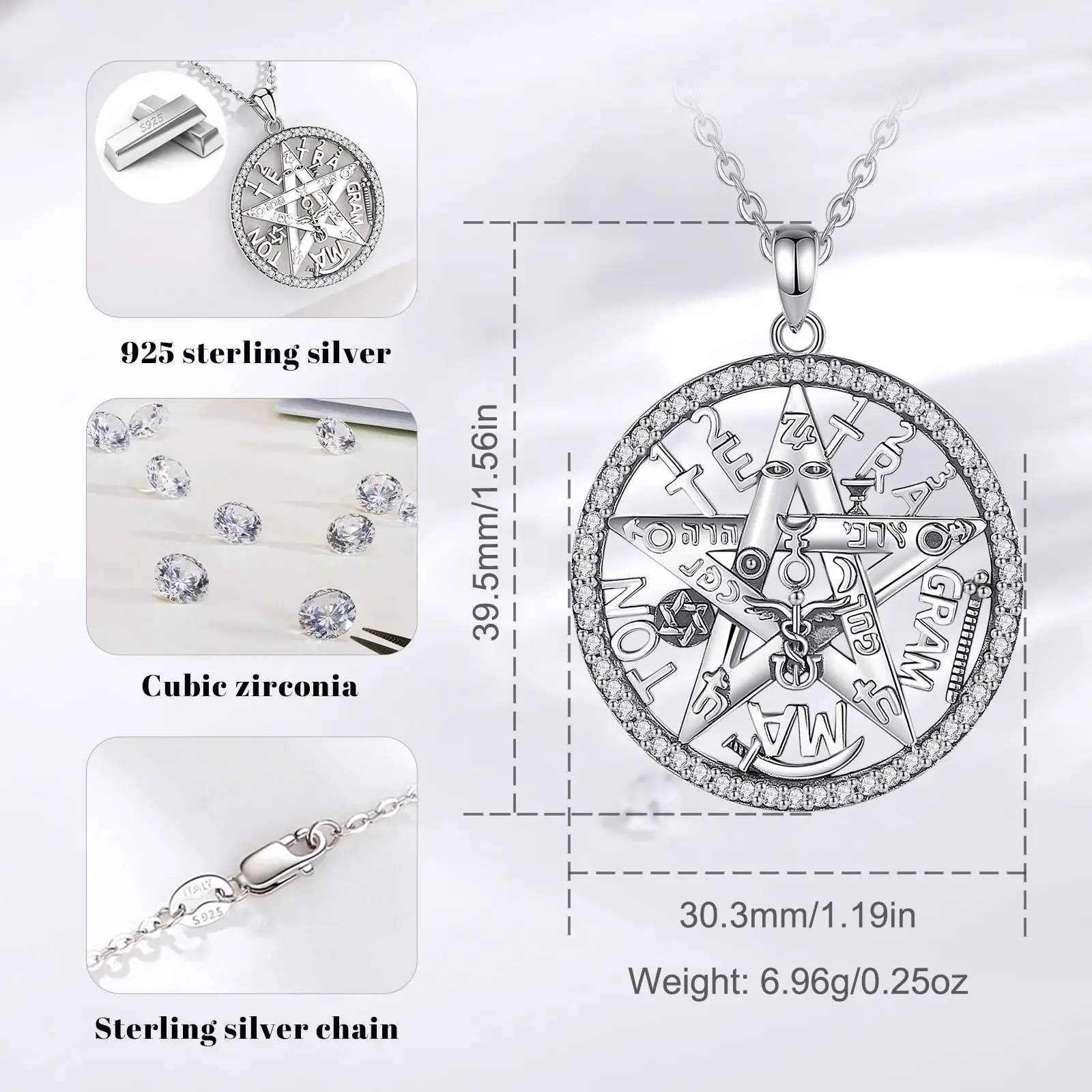 Eudora ciondolo pentagramma originale in argento Sterling 925 per uomo donna amuleto Guardian Star collana Tetragrammaton gioielleria raffinata