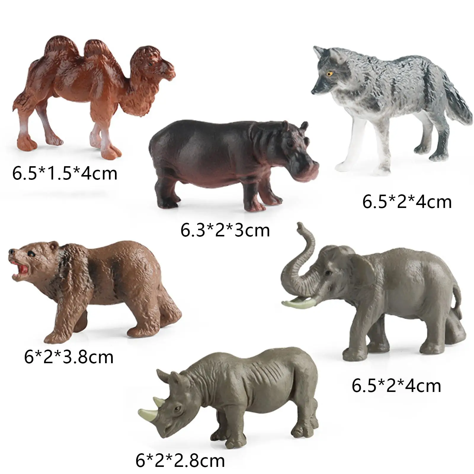 6x6 stuks dieren speelgoed beeldje dier speelset model feestartikelen verjaardagscadeaus taart topper realistisch dierenbeeld in het wild
