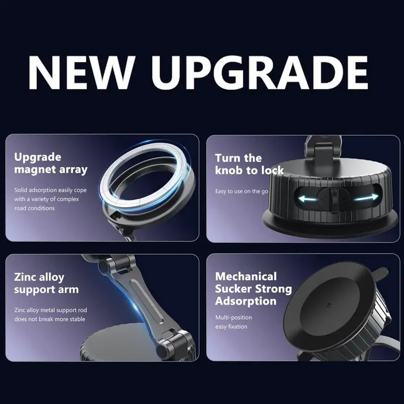 Magnetic Vacuum Phone Holder 360 Degree Rotation Foldable Phone Stand Car Mount Automobile Cradles Vehicle Accessories For Most