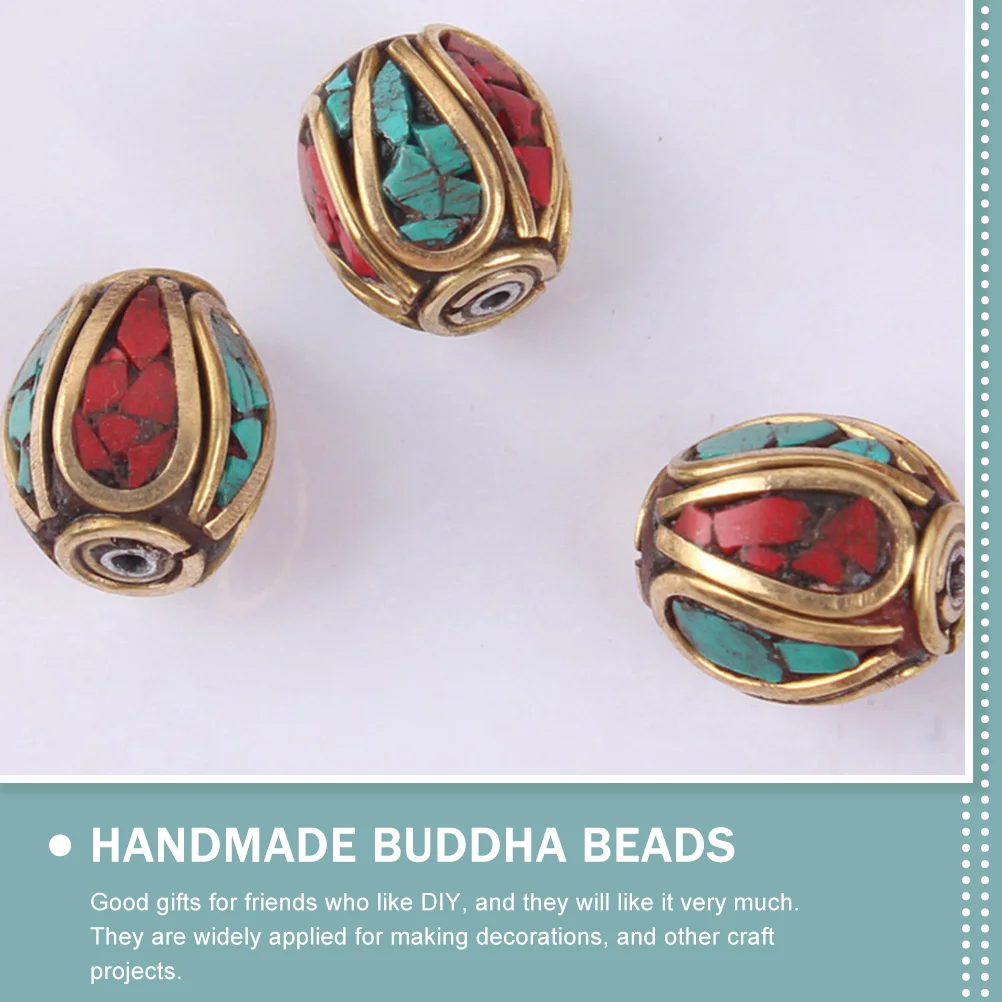 

20pcs Buddha Beads H made Turquoise Brass Spacer DIY Jewelry Craft Small Hole Loose Beads Projects Accessories