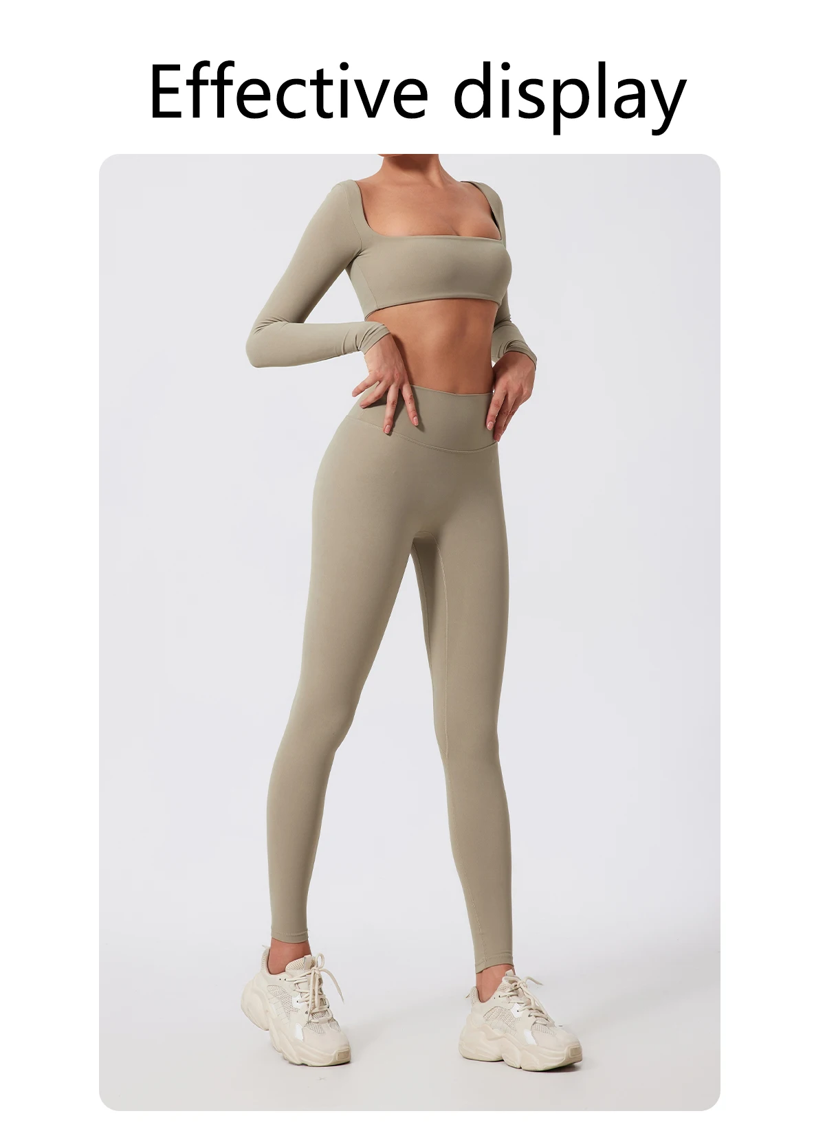 Sommer-Sport-Fitness-Set mit langen Ärmeln für Damen, Outdoor-Laufbekleidung, Yoga-Kleidung, Crop-Top, Sport-Outfit für Frauen – Detail 1