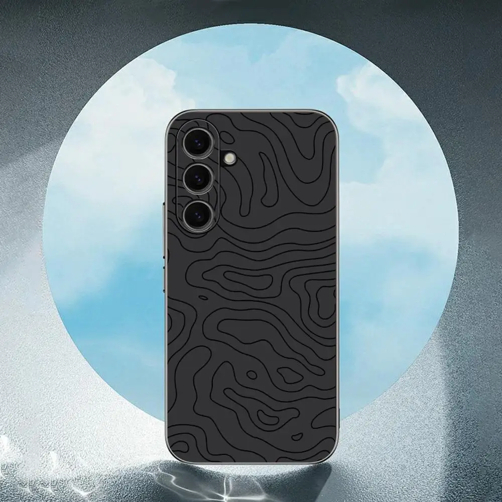 Sage green topographic map pattern Phone Case For Samsung Galaxy S26 S25 S24 S23 S22 S21 Plus Ultra Note20 Soft Black