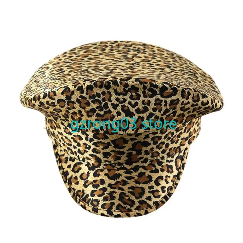 127C Captain Hat for Bachelorette Party Cocktail Parties Stage Captain Hat for Men Women Leopard Print Hat for Male Female